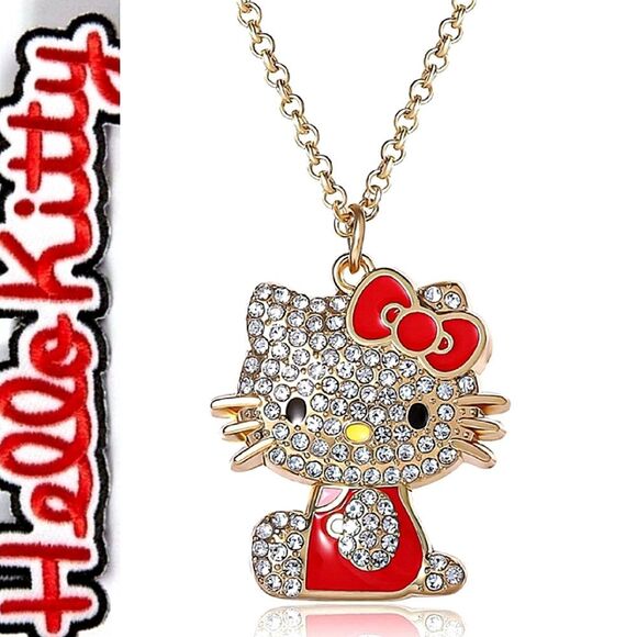 Hello Kitty By Sanrio Crystal Pendant Necklace - Picture 1 of 10